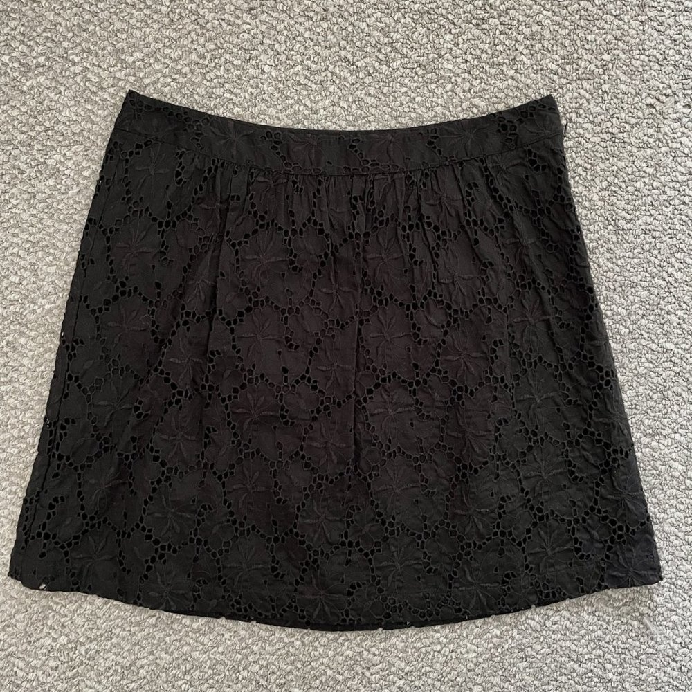 LOFT Black Eyelet Skirt